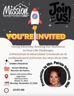 MCISD District Parent Meeting Facing Adversity: Growing Our Resilience - Monday, November 17, 2025 - 10:00AM